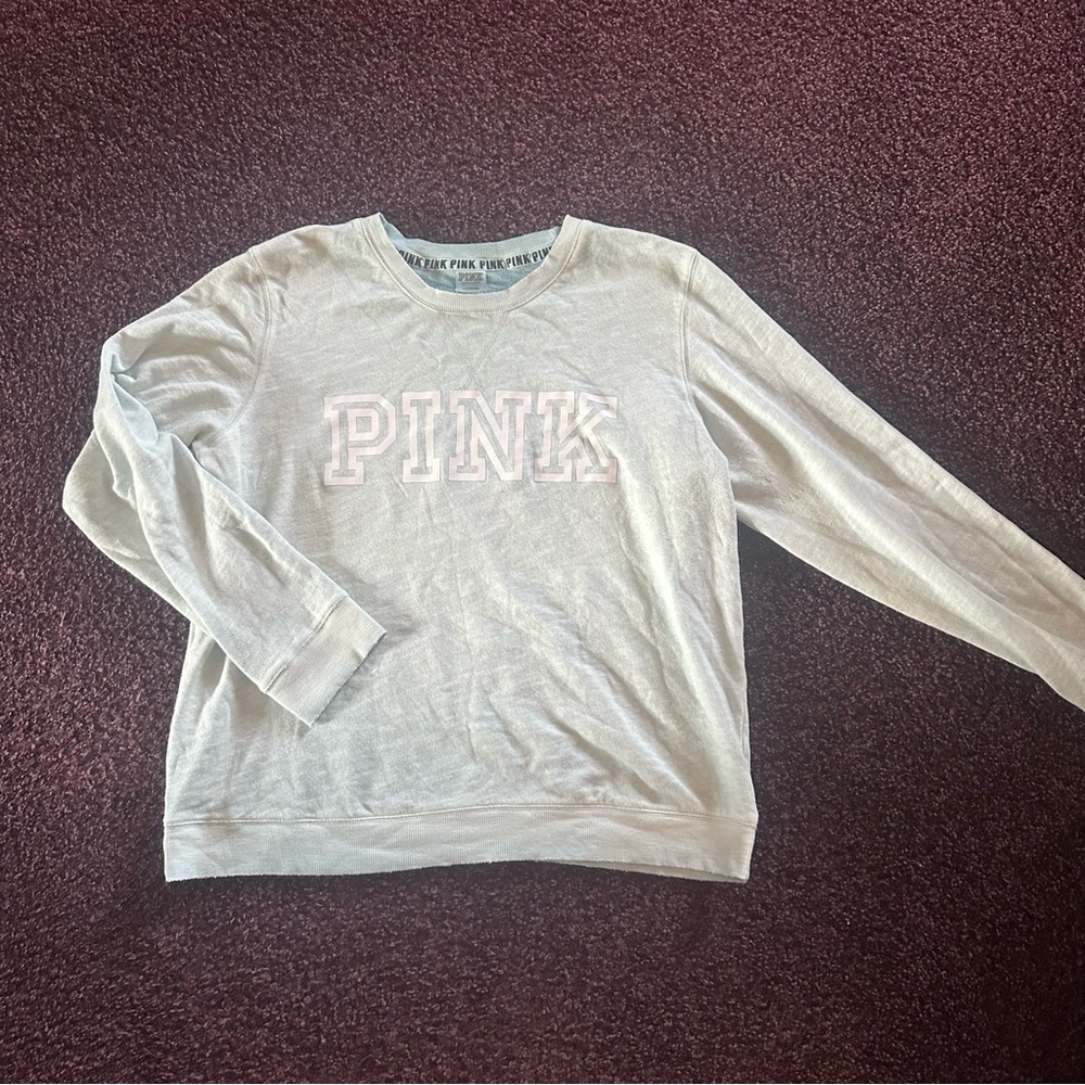 Victoria's Secret PINK Light Blue Crew Neck Sweater